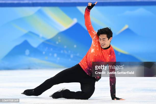 Nathan Chen of Team United States skates during the Men Single Skating Free Skating on day six of the Beijing 2022 Winter Olympic Games at Capital...