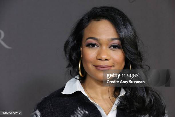 Tatyana Ali attends Peacock's new series "BEL-AIR" premiere party and drive-thru screening experience at Barker Hangar on February 09, 2022 in Santa...