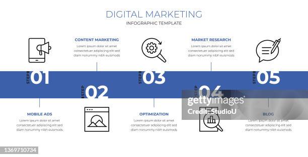 digital marketing infographic template - search engine stock illustrations