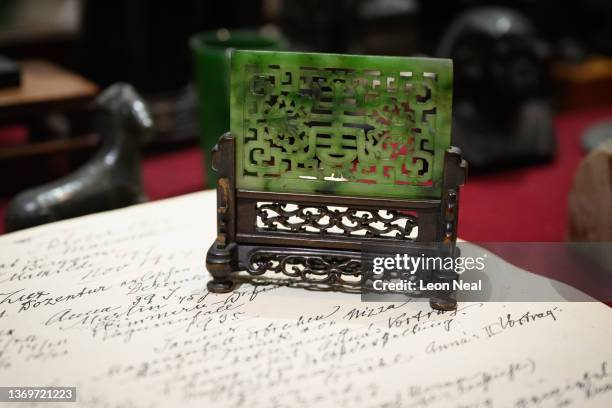 19th century jade screen, which was one of only two items smuggled out of Austria in 1938 by Sigmund Freud as he fled Nazi persecution, is seen on...