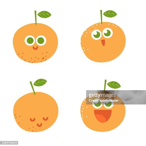 orange emoticons - orange juice stock illustrations