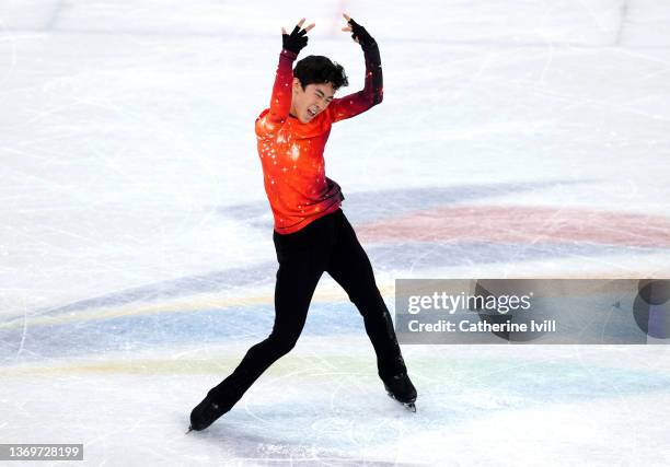 Nathan Chen of Team United States skates during the Men Single Skating Free Skating on day six of the Beijing 2022 Winter Olympic Games at Capital...