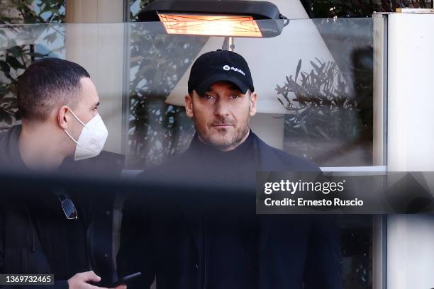 Francesco Totti is seeing at Hotel Palazzo Manfredi on February 10, 2022 in Rome, Italy.