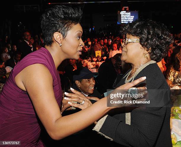 Jessica Reedy and Dr. Shirley Ceasar attend the 13th Annual BMI Trailblazers of Gospel Music Awards Luncheon at Rocketown on January 13, 2012 in...