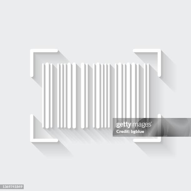 barcode scan. icon with long shadow on blank background - flat design - reading label stock illustrations