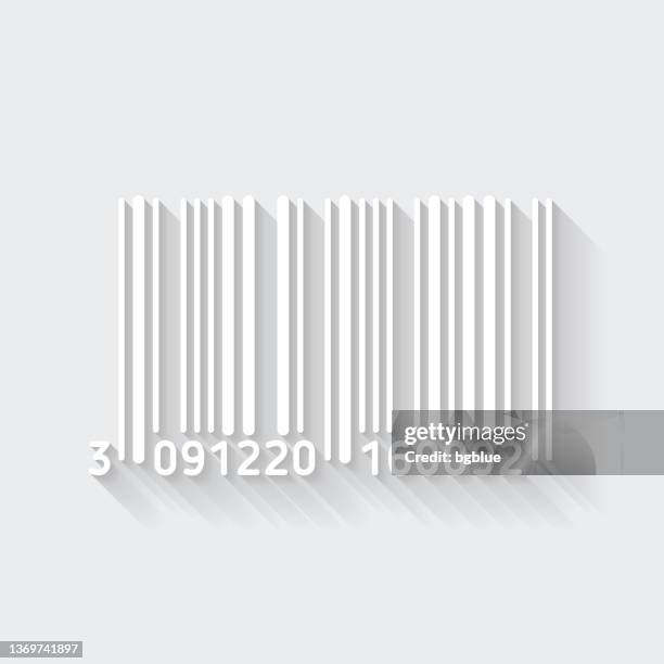barcode. icon with long shadow on blank background - flat design - ticket number stock illustrations