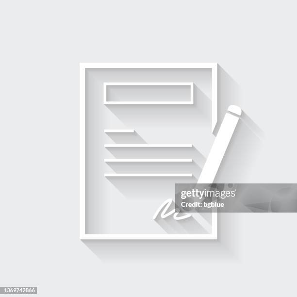contract. icon with long shadow on blank background - flat design - inheritance stock illustrations
