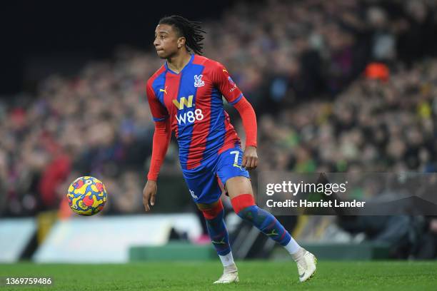 Michael Olise of Crystal Palace in action during the Premier League match between Norwich City and Crystal Palace at Carrow Road on February 09, 2022...