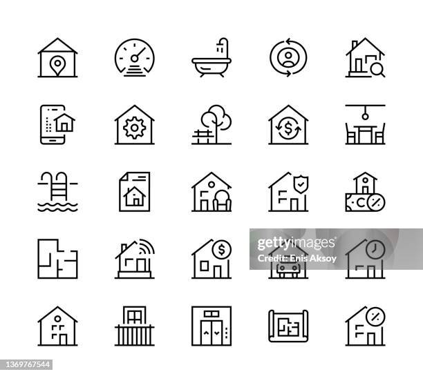 real estate icons - balcony stock illustrations