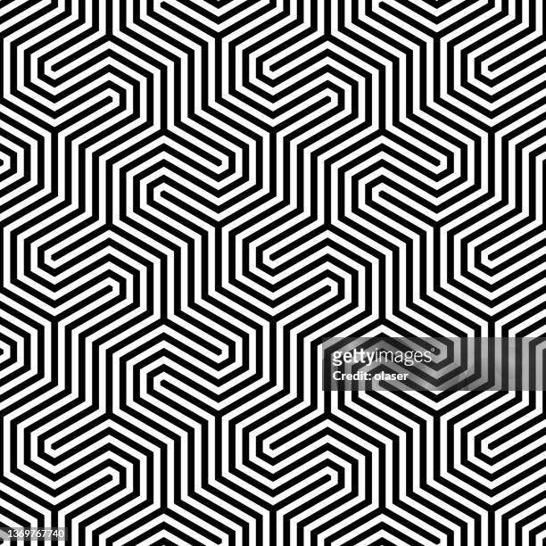 ilustrações de stock, clip art, desenhos animados e ícones de hexagonal labyrinth pattern - maze