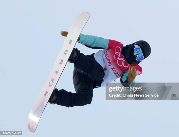 Cai Xuetong of Team China performs a trick during the Women's Snowboard Halfpipe Final on Day 6 of the Beijing 2022 Winter Olympics at Genting Snow...