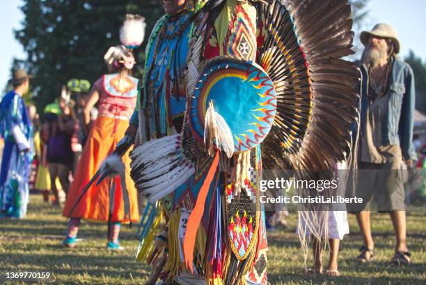 squamish first nations powwow - native american feather stock pictures, royalty-free photos & images