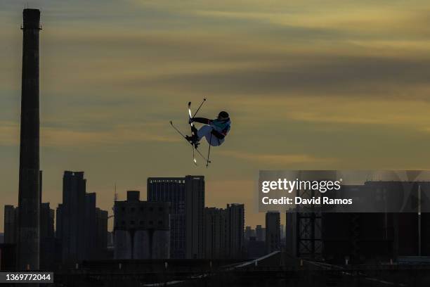 Tess Ledeux of Team France performs a trick during practice ahead of the Women's Freestyle Skiing Freeski Big Air Qualification on Day 3 of the...