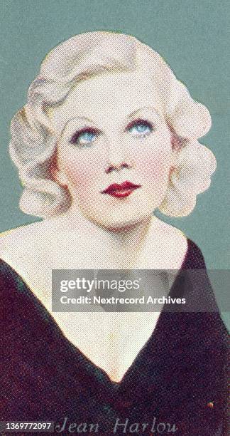 Collectible colorized tobacco card, 'Film Favourites' series, published 1934 by Godfrey Phillips Ltd Cigarettes, depicting Hollywood film and...