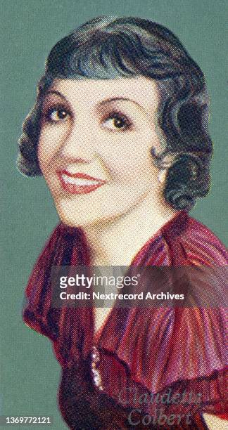 Collectible colorized tobacco card, 'Film Favourites' series, published 1934 by Godfrey Phillips Ltd Cigarettes, depicting Hollywood film and...