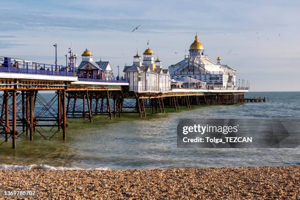 eastbourne pier in east sussex, uk - eastbourne pier stockfoto's en -beelden