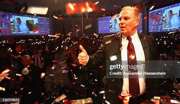 Uli Hoeness celebrates during the Uli Hoeness' 60th birthday celebration at Postpalast on January 13, 2012 in Munich, Germany.