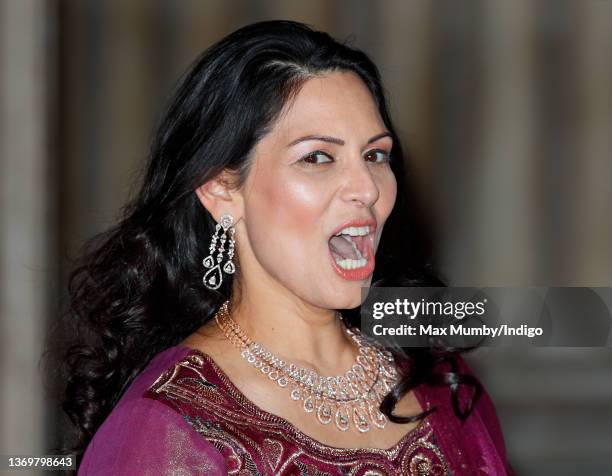 Home Secretary Priti Patel attends a reception to celebrate the British Asian Trust at the British Museum on February 9, 2022 in London, England. The...