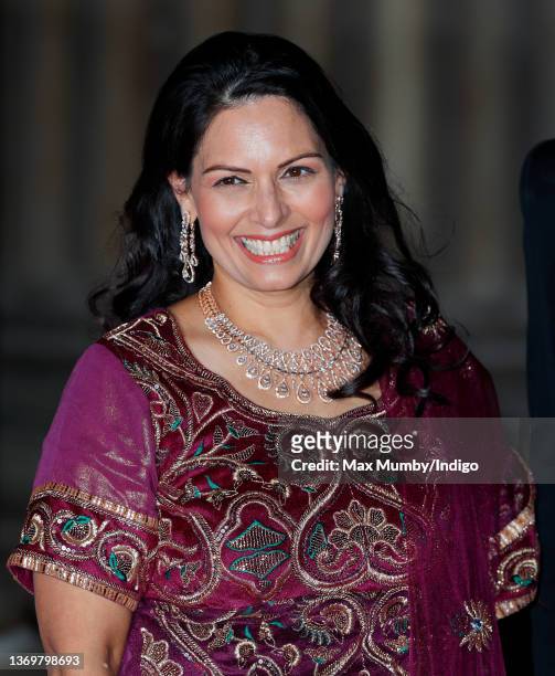 Home Secretary Priti Patel attends a reception to celebrate the British Asian Trust at the British Museum on February 9, 2022 in London, England. The...
