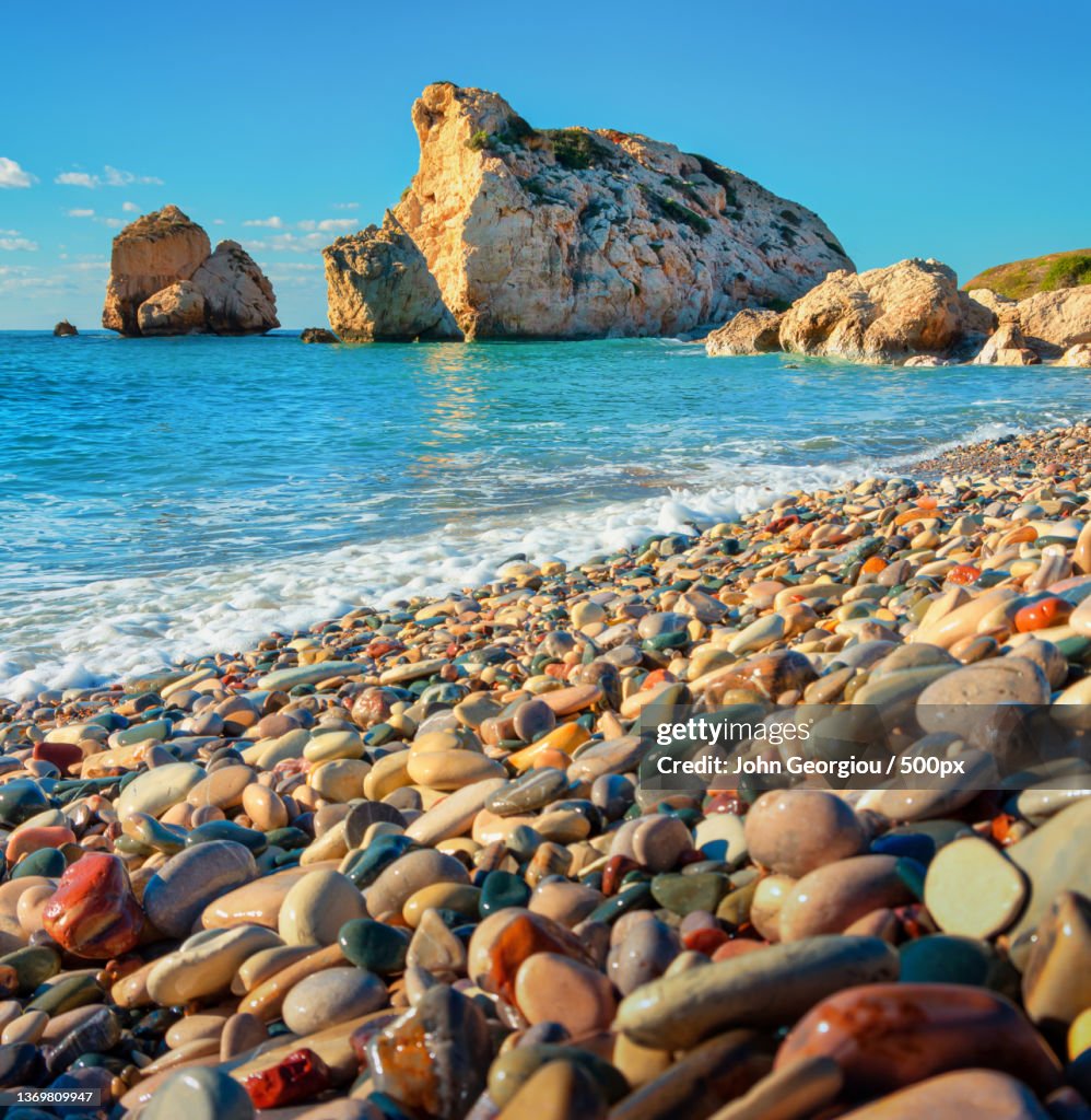 Aphrodites rock,Scenic view of sea against clear blue sky,Kouklia,Cyprus