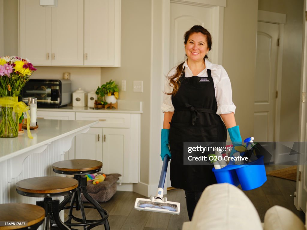Cleaner At Work Professional Housecleaner At Work High-Res Stock Photo - Getty Images