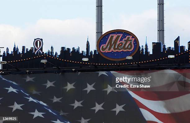 The Twin Towers on the New York Mets' skyline scoreboard will now be black and covered by a red, white and blue ribbon at Shea Stadium in Flushing,...