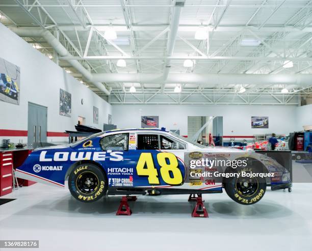Jimmie Johnson's car at Hendrick Motorsports race shop in December, 2005 in Concord, North Carolina.