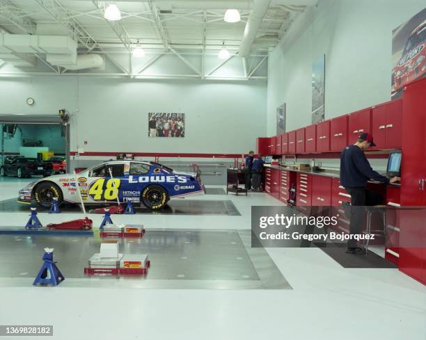 Jimmie Johnson's car at Hendrick Motorsports race shop in December, 2005 in Concord, North Carolina.