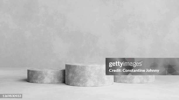concrete podium porduct display stand - betonblok stockfoto's en -beelden