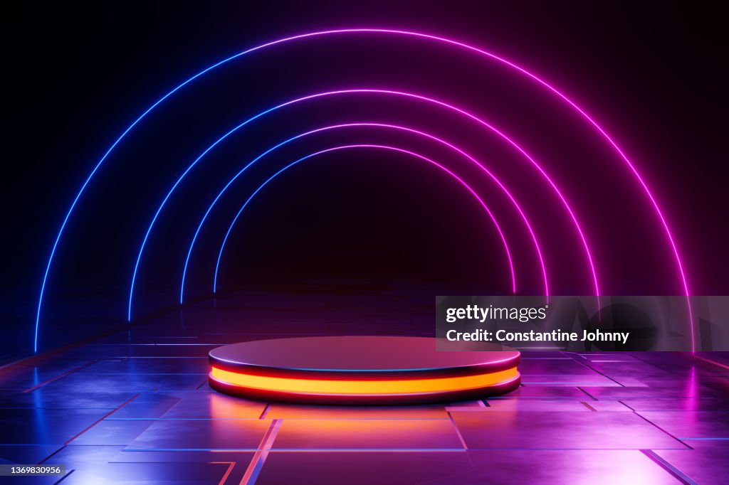 Glowing Futuristic Product Display Stand Podium Background
