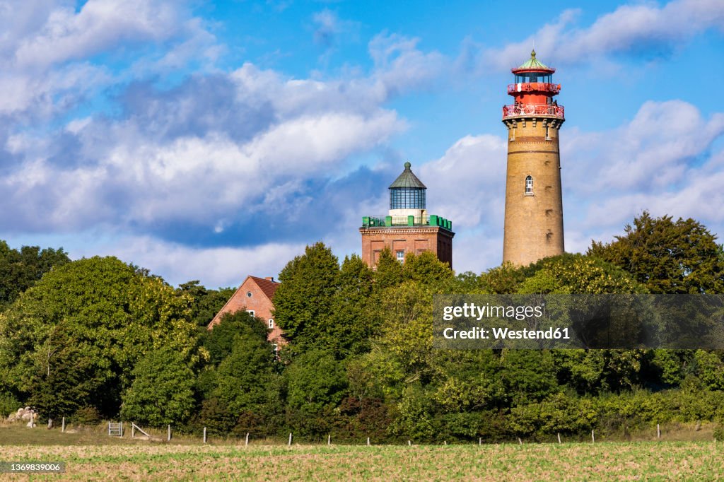 Germany, Mecklenburg-Vorpommern, Putgarten, Trees in front of Cape Arkona Lighthouses