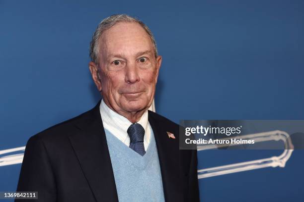 Mike Bloomberg attends the opening night of "The Music Man" at Winter Garden Theatre on February 10, 2022 in New York City.