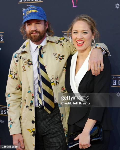 Cole Maness and Erika Christensen attend the 11th Annual NFL Honors at YouTube Theater on February 10, 2022 in Inglewood, California.
