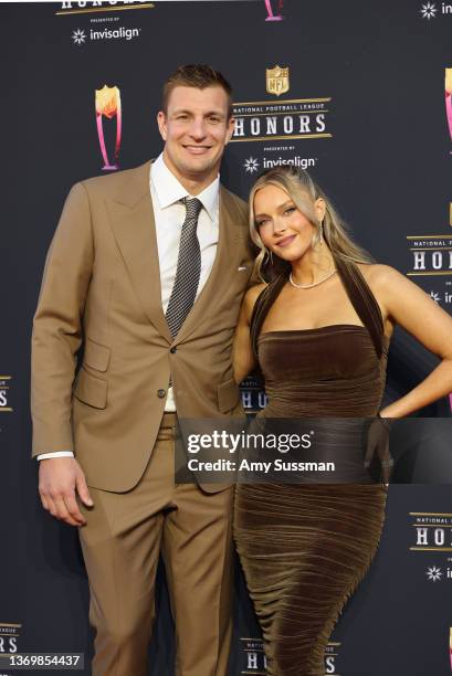 Rob Gronkowski and Camille Kostek attend the 11th Annual NFL Honors at YouTube Theater on February 10, 2022 in Inglewood, California.