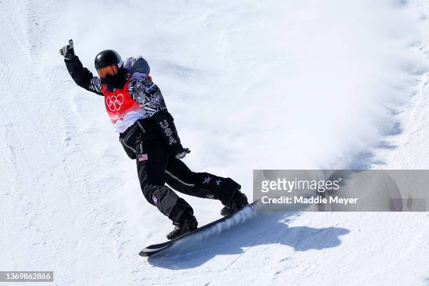 Shaun White of Team United States reacts during the Men's Snowboard Halfpipe Final on day 7 of the Beijing 2022 Winter Olympics at Genting Snow Park...
