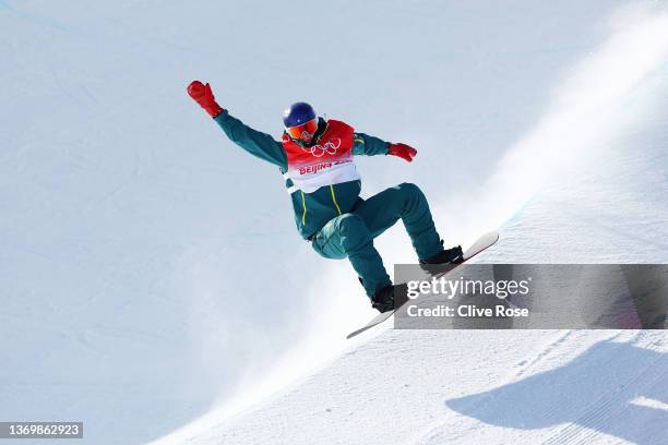 Scotty James of Team Australia performs a trick during their second run during the Men's Snowboard Halfpipe Final on day 7 of the Beijing 2022 Winter...
