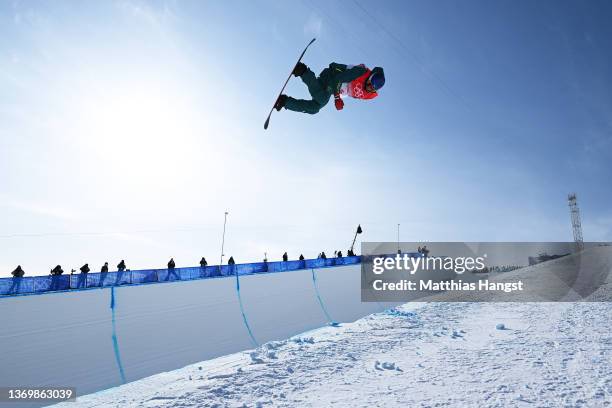 Scotty James of Team Australia performs a trick during their second run during the Men's Snowboard Halfpipe Final on day 7 of the Beijing 2022 Winter...