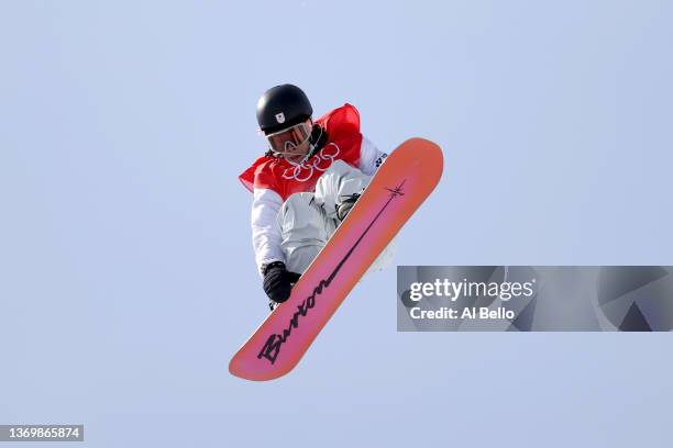 Ayumu Hirano of Team Japan performs a trick during their third run during the Men's Snowboard Halfpipe Final on day 7 of the Beijing 2022 Winter...