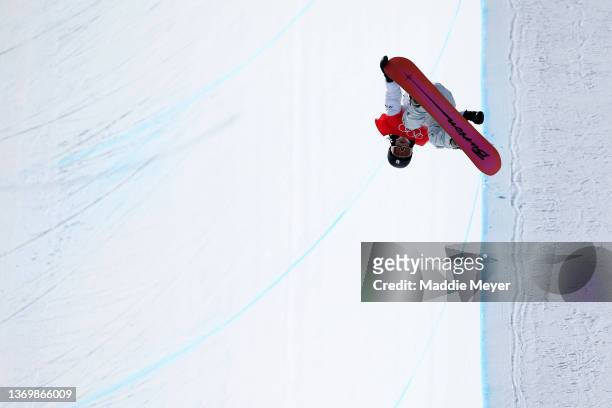 Ayumu Hirano of Team Japan performs a trick during the Men's Snowboard Halfpipe Final on day 7 of the Beijing 2022 Winter Olympics at Genting Snow...