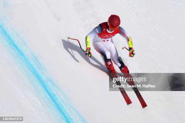 Mikaela Shiffrin of Team United States skis during the Women's Super-G on day seven of the Beijing 2022 Winter Olympic Games at National Alpine Ski...