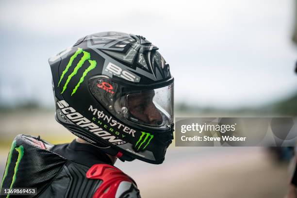 Fabio Quartararo of France and Monster Energy Yamaha MotoGP back at his garage during the MotoGP Pre-Season IRTA-Test at Mandalika International...