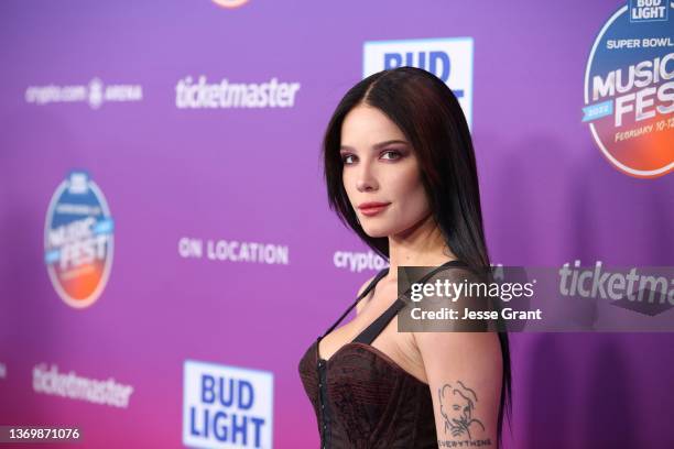 Halsey attends the Bud Light Super Bowl Music Festival at Crypto.com Arena on February 10, 2022 in Los Angeles, California.