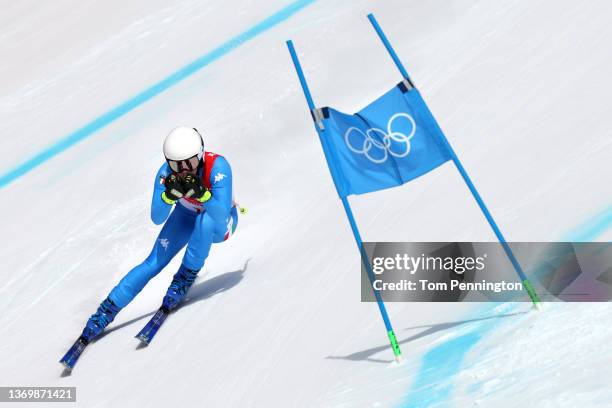 Marta Bassino of Team Italy skis during the Women's Super-G on day seven of the Beijing 2022 Winter Olympic Games at National Alpine Ski Centre on...