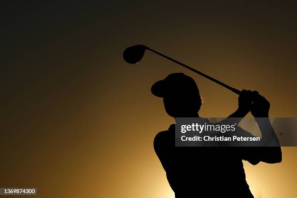 Patton Kizzire of the United States hits his tee shot on the ninth hole during the first round of the WM Phoenix Open at TPC Scottsdale on February...