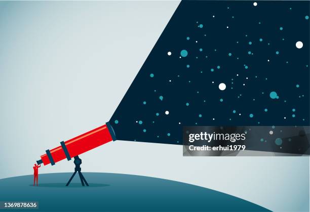 illustrazioni stock, clip art, cartoni animati e icone di tendenza di telescopio - telescope