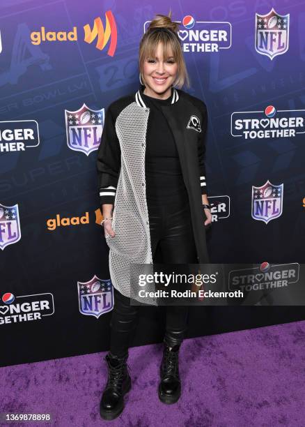 Alyssa Milano attends A Night of Pride with GLAAD and NFL on February 10, 2022 in Inglewood, California.