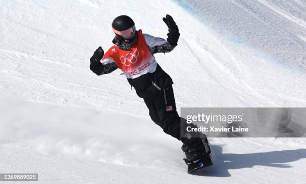 Taylor Gold of Team United States reacts during the Men's Snowboard Halfpipe Final on day 7 of the Beijing 2022 Winter Olympics at Genting Snow Park...