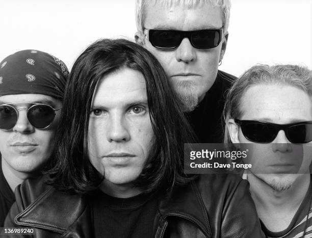British rock group The Cult, Los Angeles, California, January 1993. Left to right: Craig Adams, Ian Astbury, Billy Duffy and Scott Garrett.