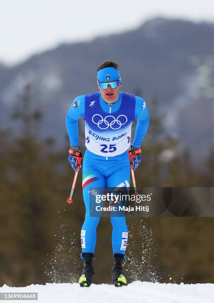 Giandomenico Salvadori of Team Italy competes during the Men's Cross-Country Skiing 15km Classic on Day 7 of Beijing 2022 Winter Olympics at The...