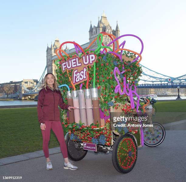 Sip Sip Hooray! Victoria Pendleton gets back on her bike to offer Londoners a quick hit of healthy with new SlimFast Vitality shakes at Potters Field...